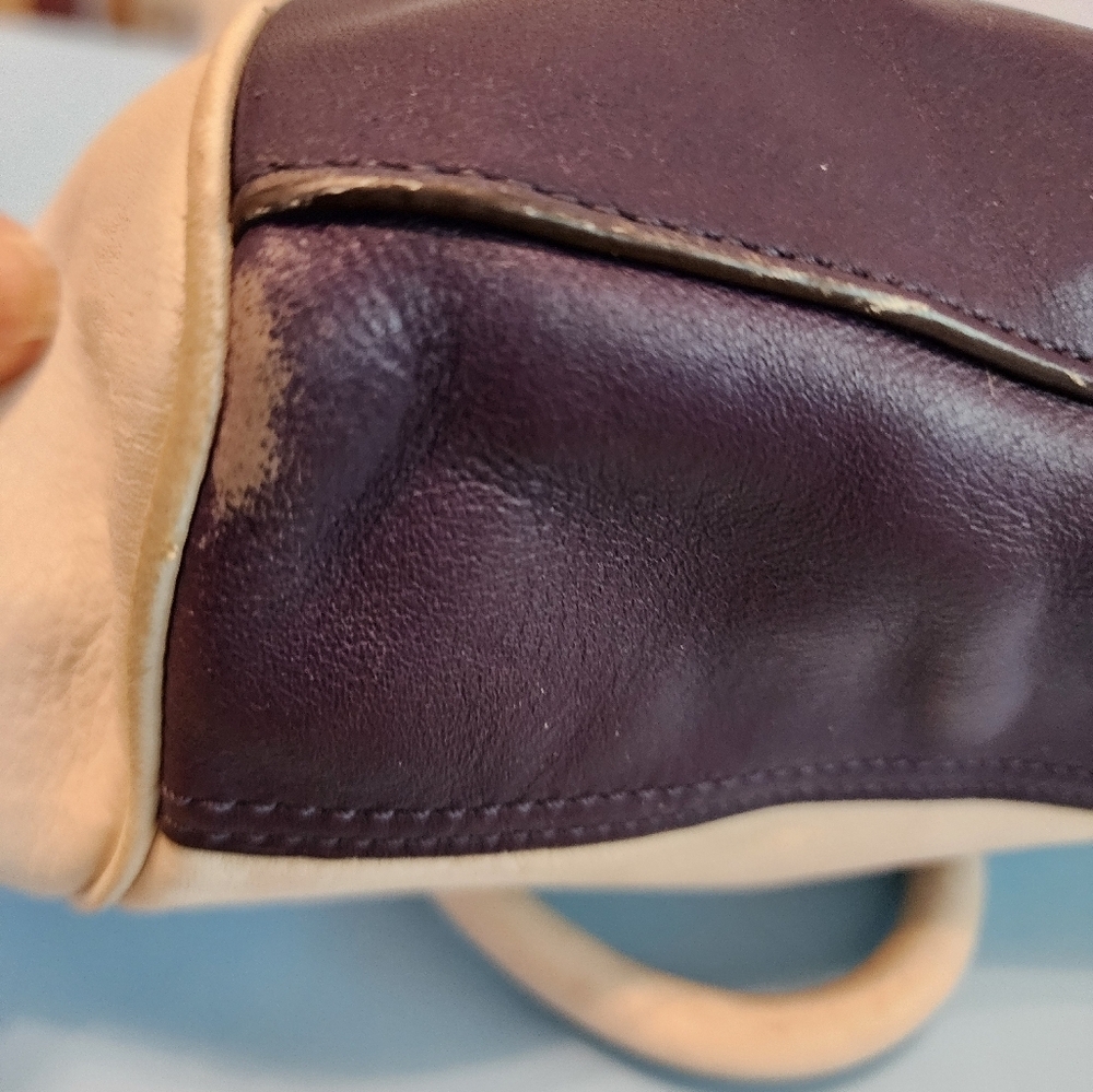 Used Coach tan, purple and yellow handbag - Picture 16 of 16